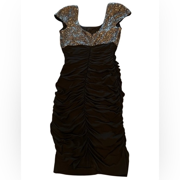 BADGLEY MISCHKA Black Sequins Mini Dress Cocktail - Picture 7 of 10